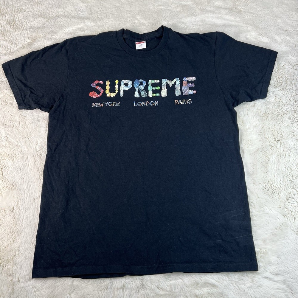 Supreme Shirt Mens Large Black Crystal Rock Tee Shirt