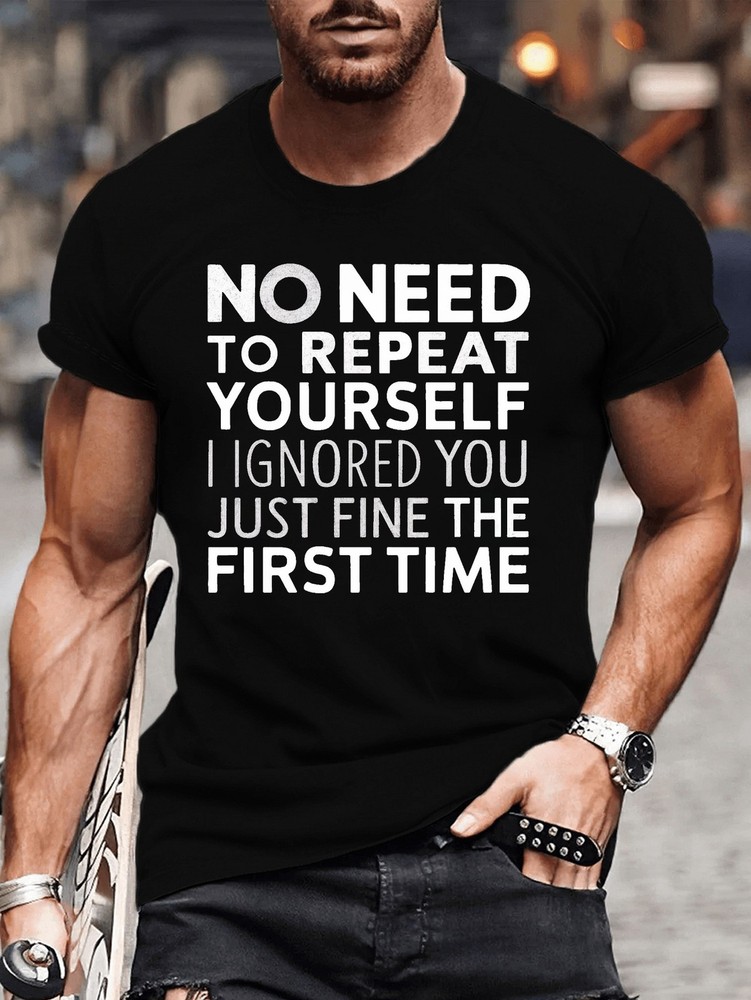 Plus Size Men’s Humorous Graphic T-Shirt – Comfortable, Machine Washable, 180g