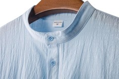 Men’s Cotton Linen Henley T-Shirt Short Sleeve Beach Hawaii Casual Shirt Style!