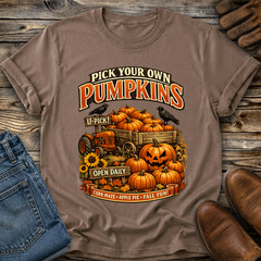 Pick Your Own Pumpkins Tshirt Graphic Tee Unisex Farm Fall Autumn Halloween