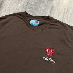 Keith Haring X Shoe Palace Brown Embroidered Heart Logo Art T Shirt Sz XL