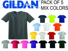 (5 Pack) GILDAN Short Sleeve Mix Colors Plain T Shirts S M L XL 2XL 3XL 4XL 5XL