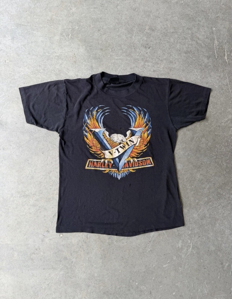 Harley-Davidson 3D Emblem T-Shirt V-Twin DBL Sided, Size s 90’s Vintage