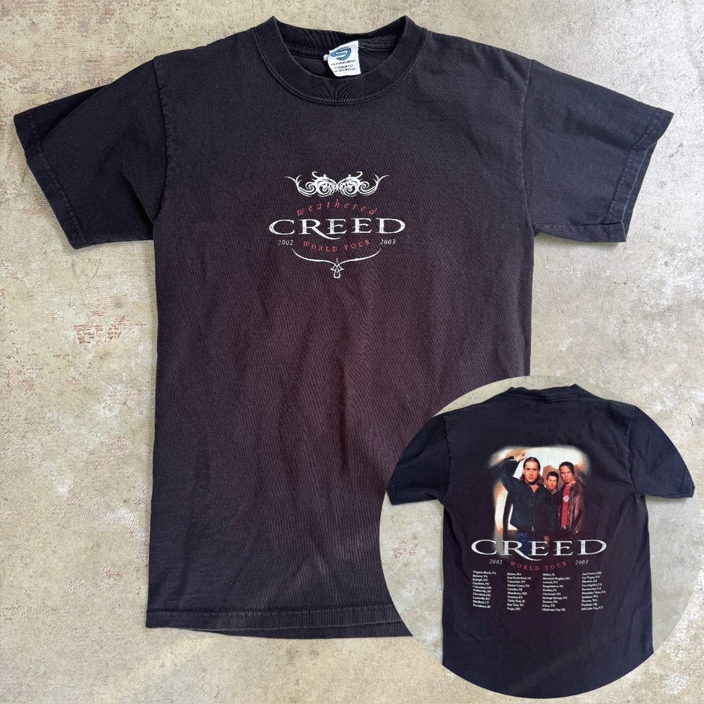 Creed Weathered World Tour 2002-2003 Rock Band Shirt sz Small Screamline Y2K Tee
