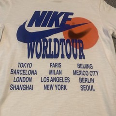 Nike Sportswear World Tour Shirt Mens Medium Crew White Long Glow In Dark Sleeve