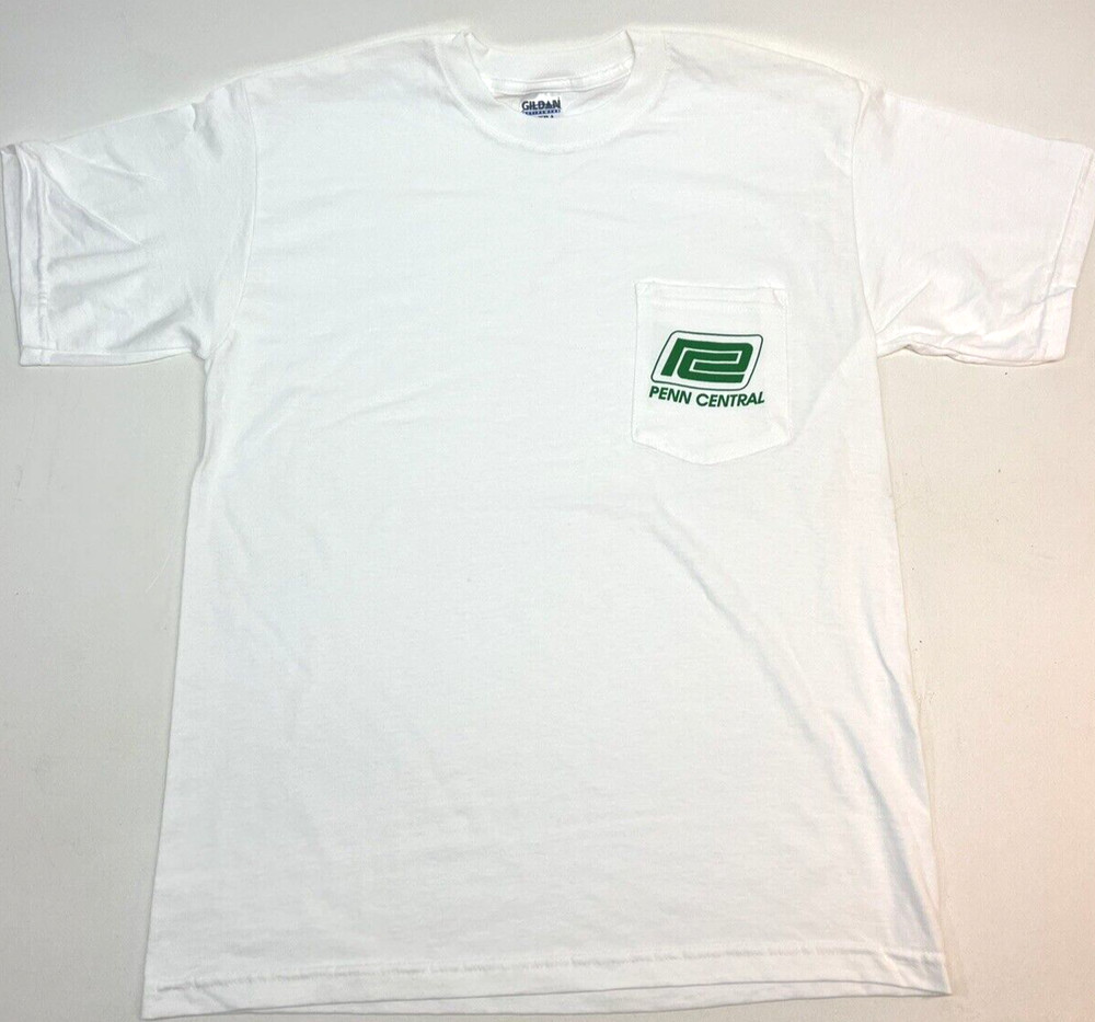 NEW! PENN CENTRAL TRAIN RAILROAD POCKET T-SHIRTS WHITE S-3X TS