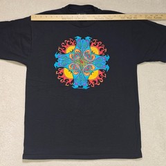 Vintage 90s Fashion Victim Courtney Davis Celtic Cross Shirt Large Black Art