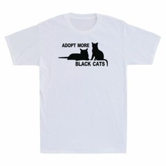 Adopt More Black Cats Funny Cat Lovers Gift Men’s Cotton T-Shirt