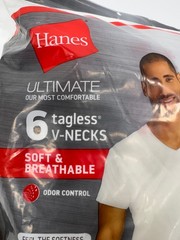 Hanes Ultimate Tagless V-Necks M Cotton Undershirts Longer Length Cool Comfort