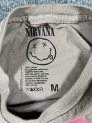 Nirvana Band T Shirt Mens Medium Beige Cotton Happy Face Graphic Everyday Wear
