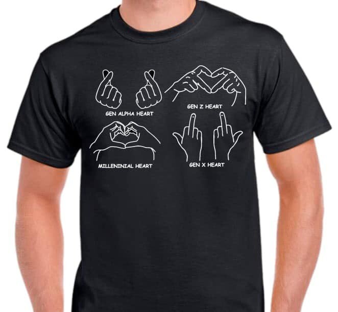 Generations of hearts Gen X Gen Z Gen Alpha T shirt tee