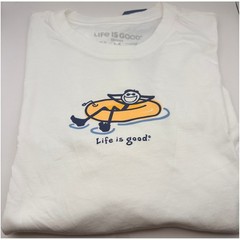 Life is Good Mens Crusher Tee Inner Tube Jake Graphic T-Shirt White Medium NWT