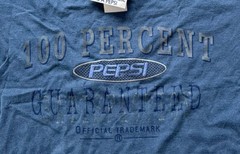 VTG Pepsi T Shirt Sz L/XL Made USA 100 Percent Guaranteed Blue Single Stitch