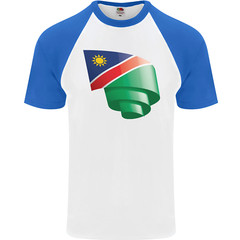 Curled Namibia Flag Namibian Day Football Mens s/S Baseball T-Shirt