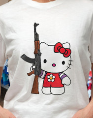 Hello Kitty AK 47 gun T shirt Tee 2A