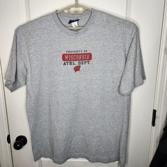 Wisconsin Badgers Shirt Mens XL Gray JanSport Athl Dept Logo Graphic Tee