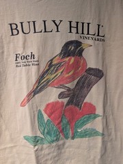 Vintage Bully Hill Vineyards Foch Wine Bird Graphic T Shirt Yellow Anvil Mens L