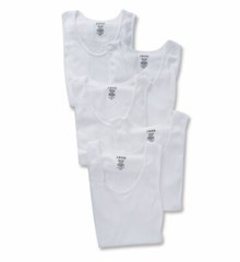NWT IZOD Size M 38-40 5-Pack White 100% Cotton Classic Fit Men’s Ribbed Tanks