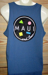 MENS MAUI AND SONS INDIGO BLUE TANK TOP T-SHIRT SIZE L