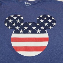 Disney Mickey Mouse Mens L TShirt USA American Flag Patriotic Blue EUC