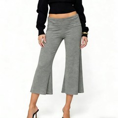 Gaucho Pants for Women Fold Over Flowy Low Rise Wide Leg Capri Pants Casual S…