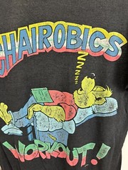 VTG 80s Chairobics Workout Couch Potato SSI Paper Thin Faded Burnout T-Shirt L
