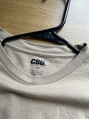 CSG Beige Cotton Crew Neck Men’s Short Sleeve T-Shirt Size M