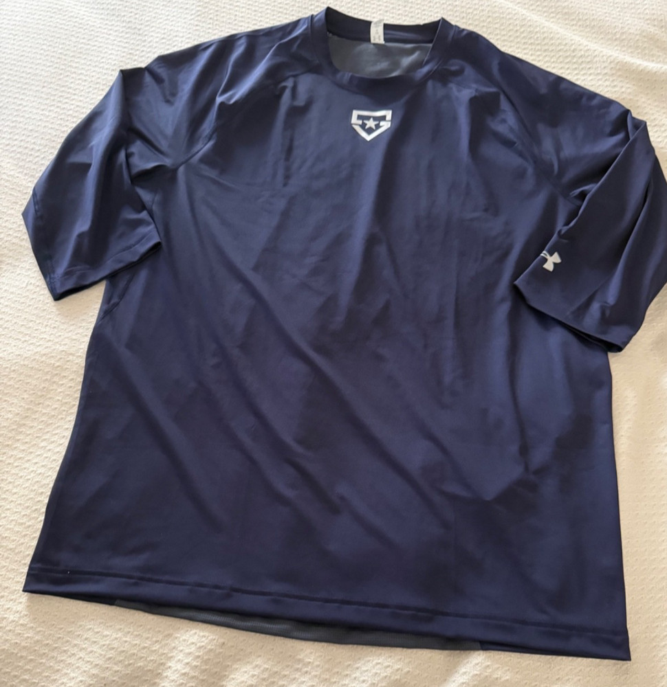 Men’s Under Armour Heat Gear S/S Athletic shirt Large L silver star mesh inset
