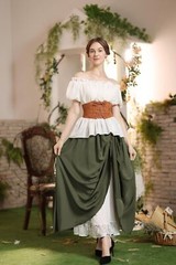 Maxi Long Renaissance Skirts for Women Double Layered Ren Faire Costume Garde…
