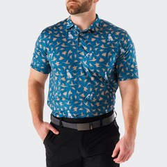 Waggle Men Bird Dog Polo T-Shirt – Teal Green XL