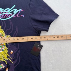 Ed Hardy T Shirt Mens M Blue Skull Beautiful Ghost Tattoo Y2K