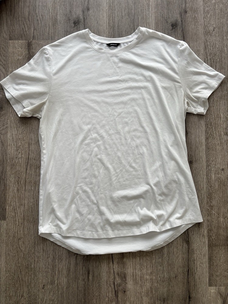 JMIERR Men’s Solid Knit Crew Neck Short Sleeve Shirt XL Extra Large White