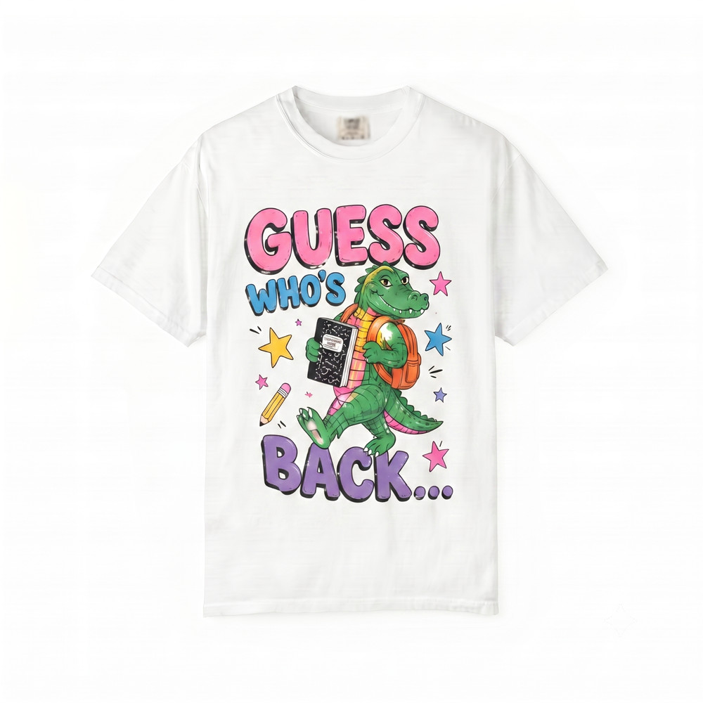 Back To School Teacher T Shirt Funny Gator Guess Who’s Back Graphic Ivory Tee