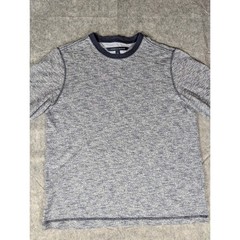 Tommy Hilfiger Mens Navy White Marled Knit Long Sleeve Crewneck Pullover Top