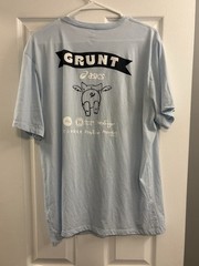 ASICS Flying Pig Marathon GRUNT Men’s Blue Graphic Crew Neck T-Shirt, L