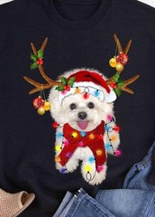 Bichon Frise Gorgeous Reindeer Christmas Ornament All size Shirt D1067