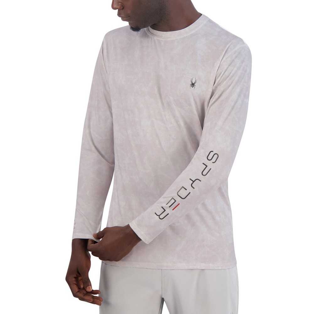 SPYDER Men’s XL Gray Long-Sleeve Shirt – UPF 50+ Quick Dry Breathable