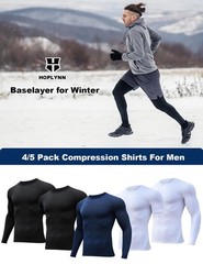 4 Pack Workout Compression Shirts Men Long/Short Sleeve Rash Guard Athletic U…