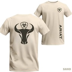 Ariat T-shirt – Minimalist Bull Head Graphic With Logo, Modern Style, Suitable