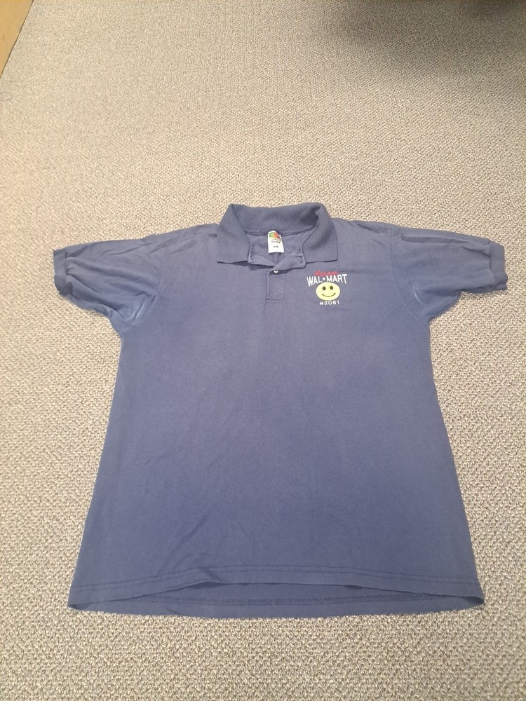 Vintage Walmart Polo Shirt Always #2081 Smiley Face Clearwater Florida