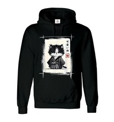 Samurai Cat Japanese Art Work Joke Night Party Novelty Streetwear Men’s Hoodie