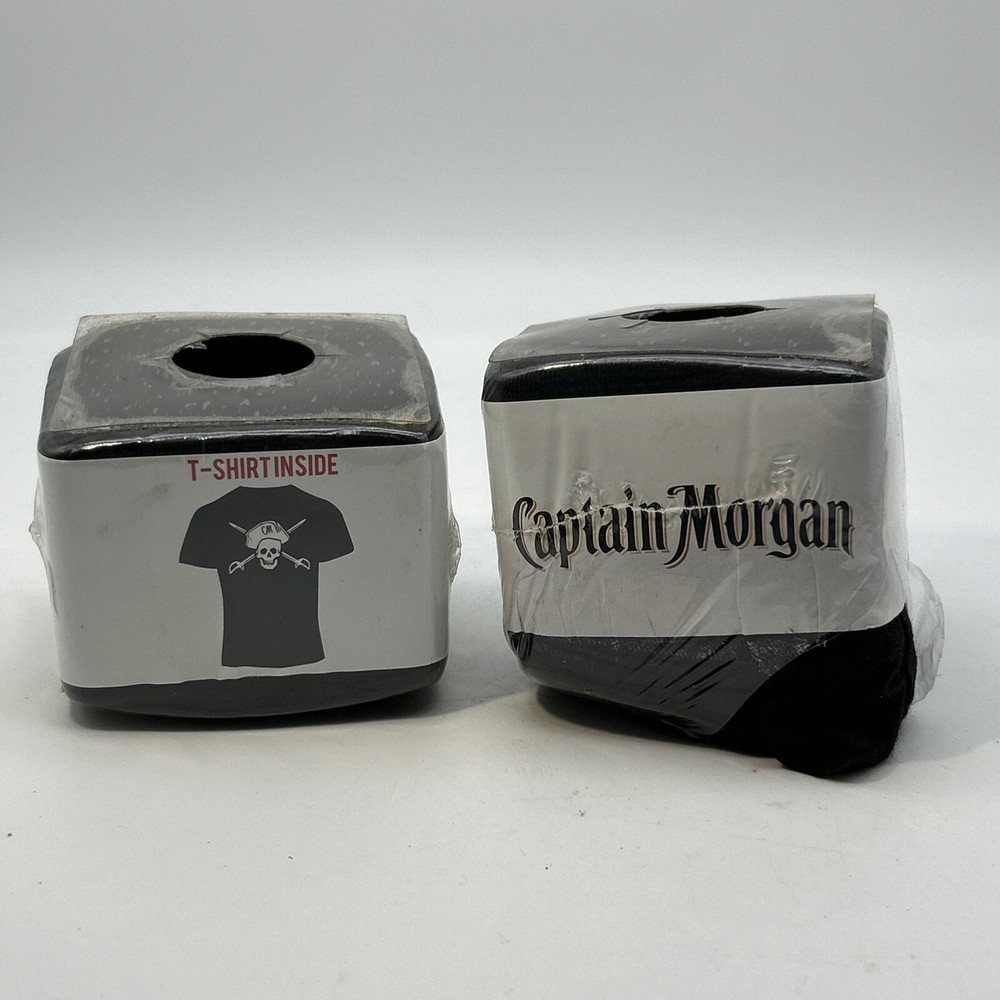 2-Vtg Captain Morgan Graphic T-Shirts Pirate Logo Front Back Rum (Size Unknown)