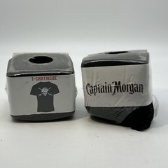 2-Vtg Captain Morgan Graphic T-Shirts Pirate Logo Front Back Rum (Size Unknown)