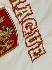 VTG 90s Prague Czech Republic Men’s Shirt XL White Embroidered Coat Of Arms