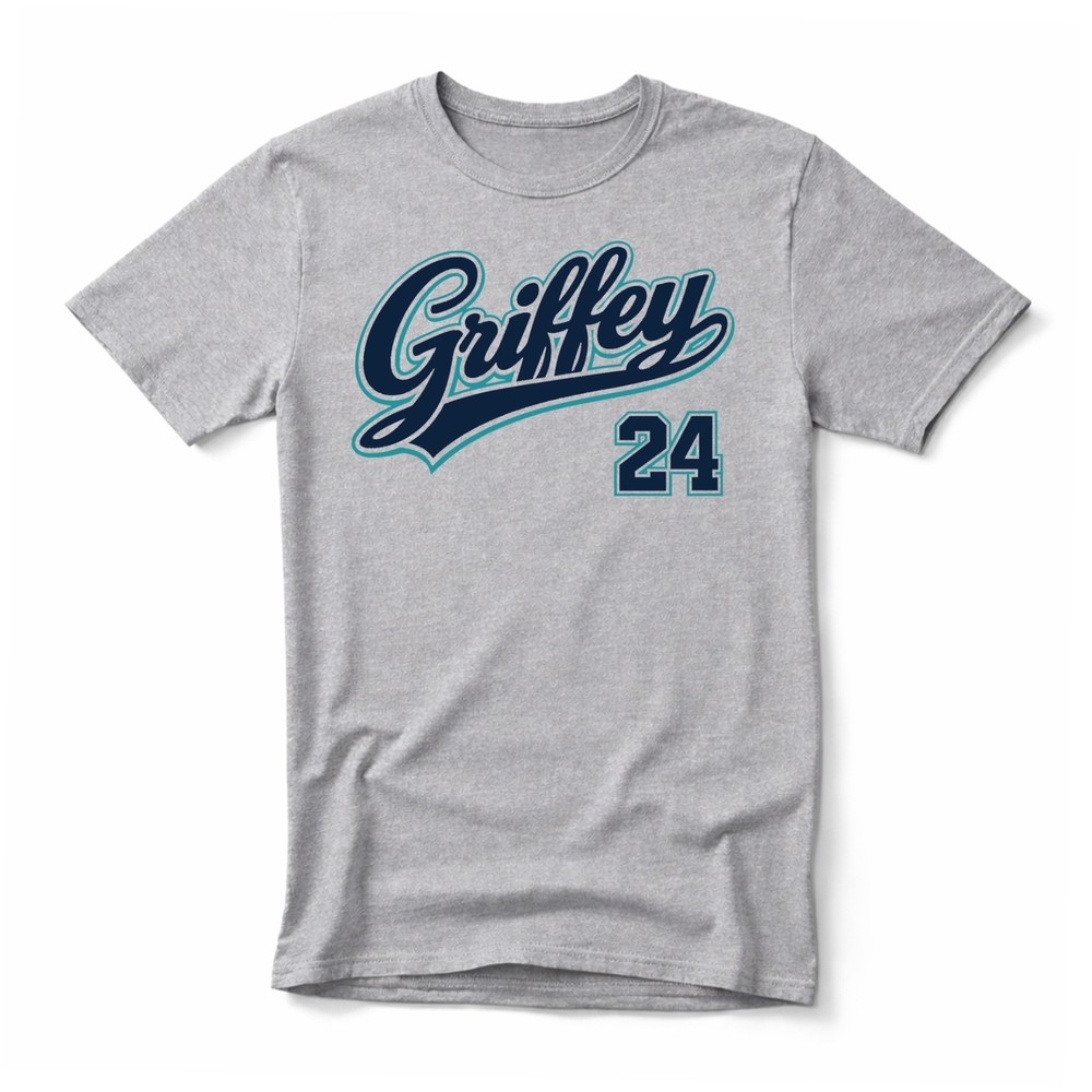 Griffey Jr. 24, Seattle Baseball HOF themed Pre-Shrunk Ring Spun Cotton T-Shirt