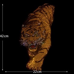 Fashion Trend Tiger Hot Diamonds Rhinestones Black Summer Luxury Men T-Shirt