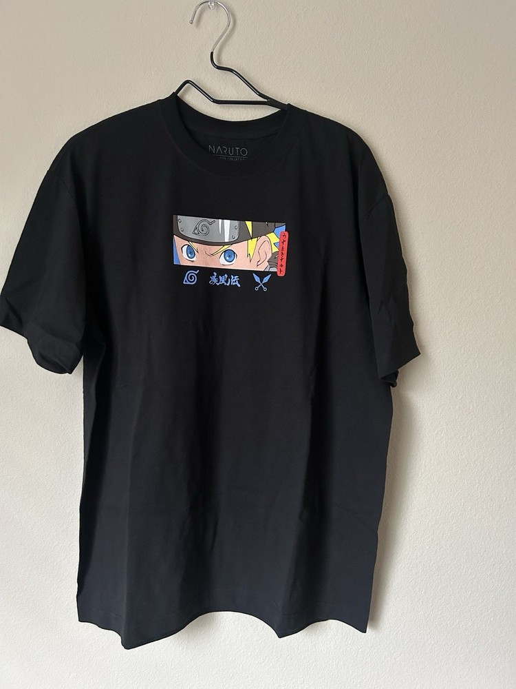 Naruto Shippuden Men’s Medium Black Shirt Tee Anime Double Sided