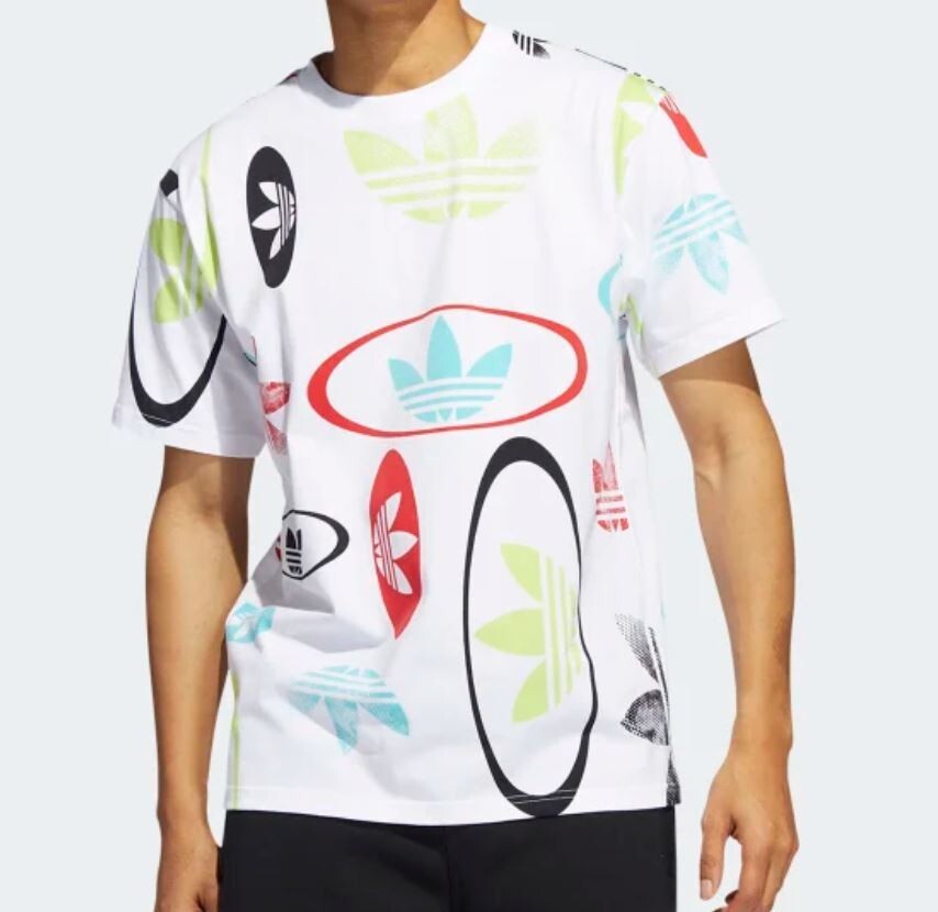 NEW MENS ADIDAS ORIGINALS ALLOVER LOGO TREFOIL TEE SHIRT ~ SIZE XL #HI2831