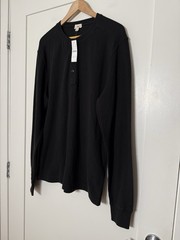 NWT J Crew Oarsman Jacquard Rib-knit Henley Shirt Mens Sz L Black Preppy CL754