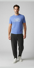 PETER MILLAR Mens MEDIUM Crown Lite Tee Logo Nautilus Blue T-Shirt Pima Cotton